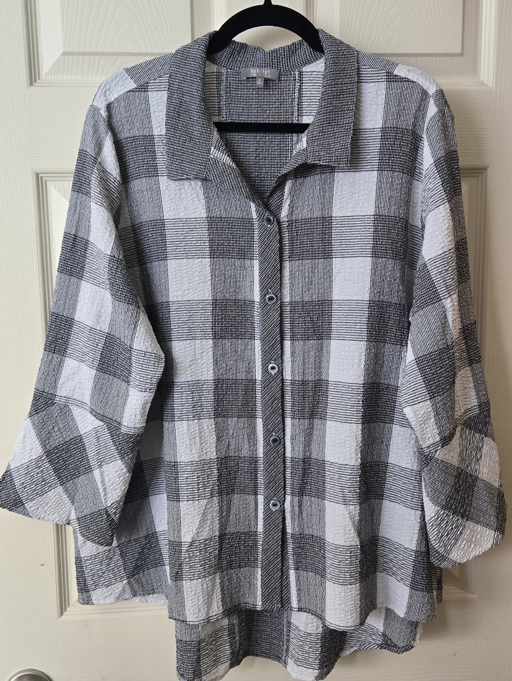 Habitat Black & White Plaid Button-Up Women’s Shirt Size XL
